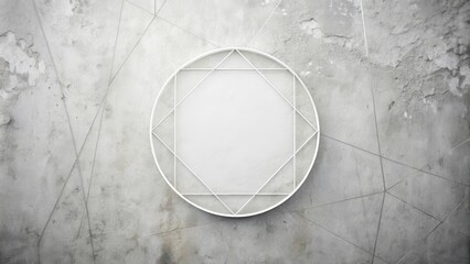 White Oval Frame with Geometric Design on Textured Wall