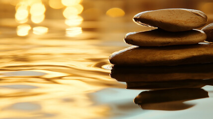 Obraz premium pebbles balanced in zen pool