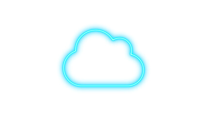 Neon symbol cloud icon cyan color glow with transparent background