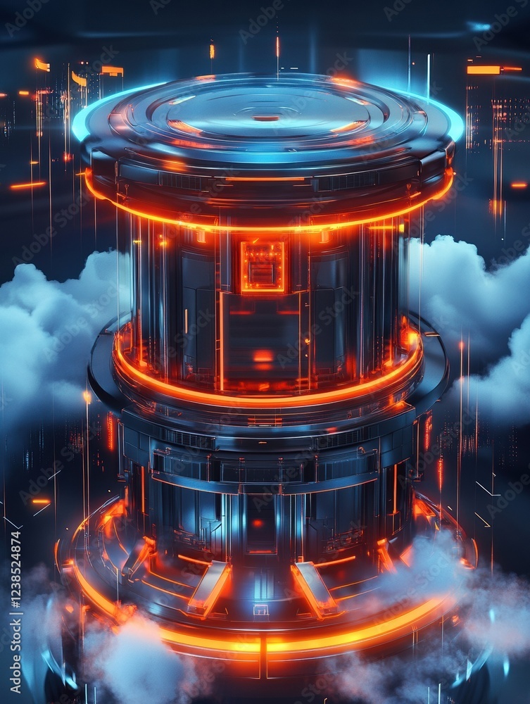Poster data storage abstract concept vector illustration set. cloud based engine, cloud-native software dev