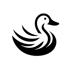 Elegant Black and White Duck Logo Design: A Minimalist Vector Illustration of a Bird