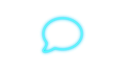 Neon symbol comment icon cyan color glow with transparent background