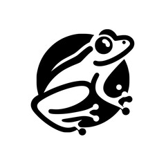 Elegant Frog Illustration: Black and White Minimalist Design. Perfect for logos, icons, and nature-themed projects.