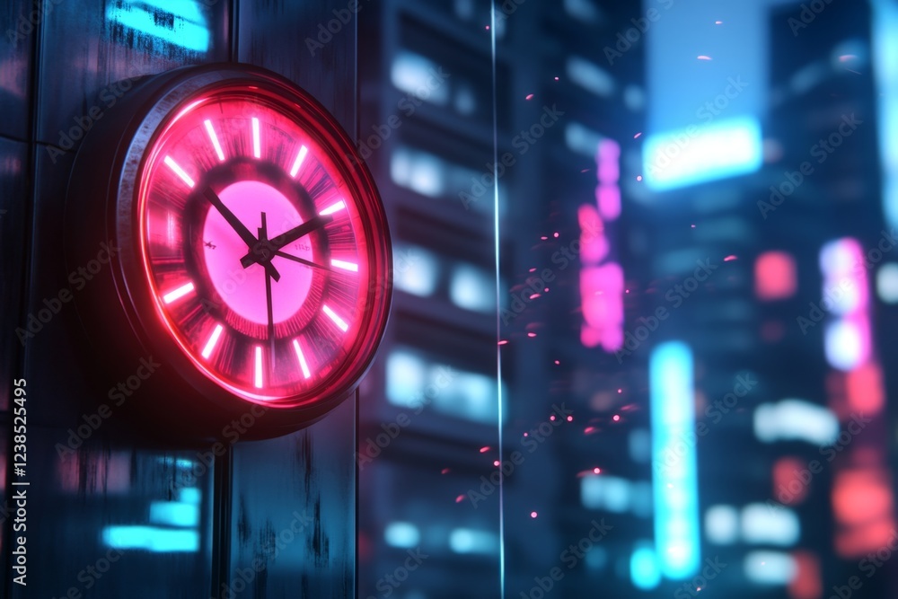 Aufkleber A pixel art representation of a countdown clock ticking toward zero, with tiny animated sparkles and vibrant colors creating a retro gaming vibe