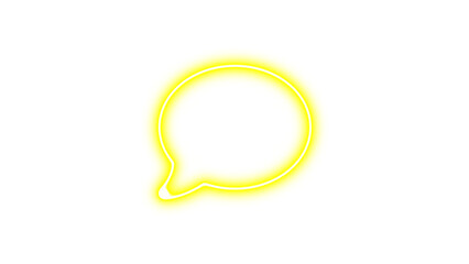 Neon symbol comment icon yellow color glow with transparent background
