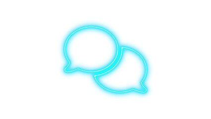 Neon symbol comments icon cyan color glow with transparent background