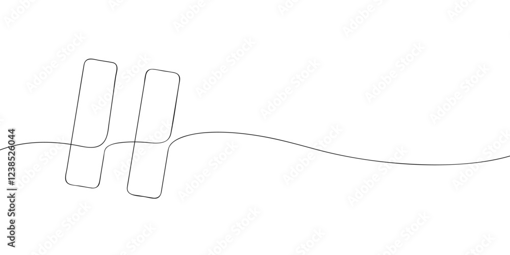 Poster a single line drawing of a pause button. continuous line stop media player icon. one line icon. vect