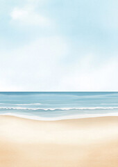 Fototapeta premium Aquarell Strand Hintergrund mit Textfreiraum 