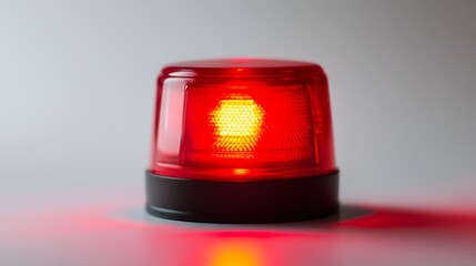 A red flashing emergency beacon light illuminates a surface.
