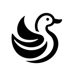 Elegant Duck Bird Logo: Minimalist Black and White Vector Icon Design
