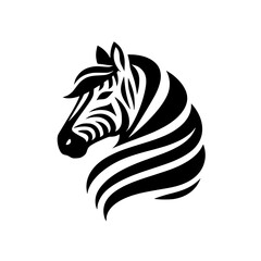 Striking Zebra Head Vector: Elegant Black and White Animal Portrait, Wildlife Art, African Equine Graphic Design