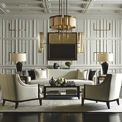 Elegant Living Room Decor Featuring Modern Art Deco Style Furniture