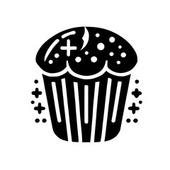 A delectable cupcake, a delightful treat for the eyes and the palate. This black and white illustration captures the essence of simple sweetness.