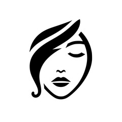Elegant Woman Face: Minimalist Black and White Beauty Portrait.  Stylish graphic design, perfect for fashion, beauty, and logo concepts.
