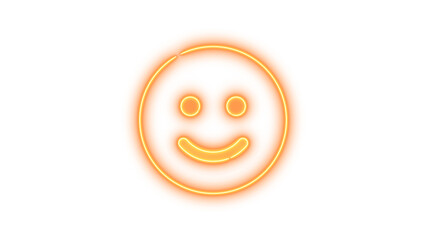Neon symbol face smile icon brown color glow with transparent background