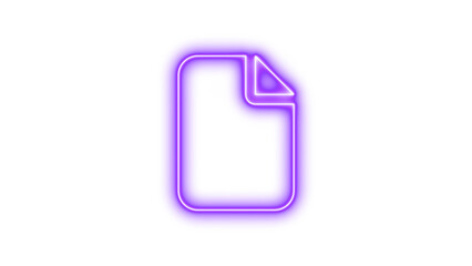 Neon symbol file icon purple color glow with transparent background
