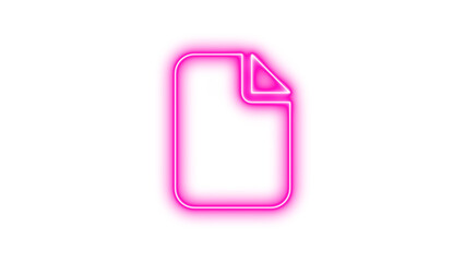 Neon symbol file icon pink color glow with transparent background