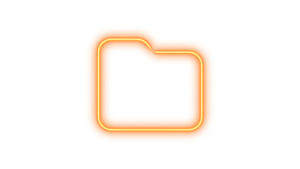 Neon symbol folder icon brown color glow with transparent background