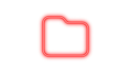 Neon symbol folder icon red color glow with transparent background