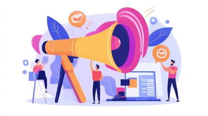 Marketing campaign abstract concept vector illustration. Business strategy, digital product advertising, target audience in social media, brand communication, company website abstract metaphor.