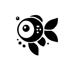 Abstract Black and White Goldfish Minimalist Art Print. Simple, Cute Fish Illustration, Perfect for Home Decor, Suitable for Nature Lovers and Graphic Design Enthusiasts.