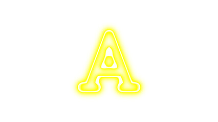 Neon symbol font icon yellow color glow with transparent background