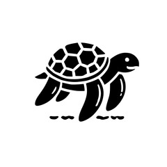 Sea Turtle: A Simple Black and White Illustration of a Turtle in the Ocean. Perfect for nature lovers and graphic designers.