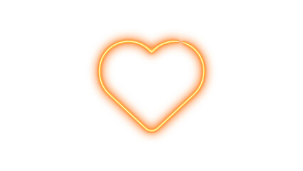 Neon symbol heart icon brown color glow with transparent background