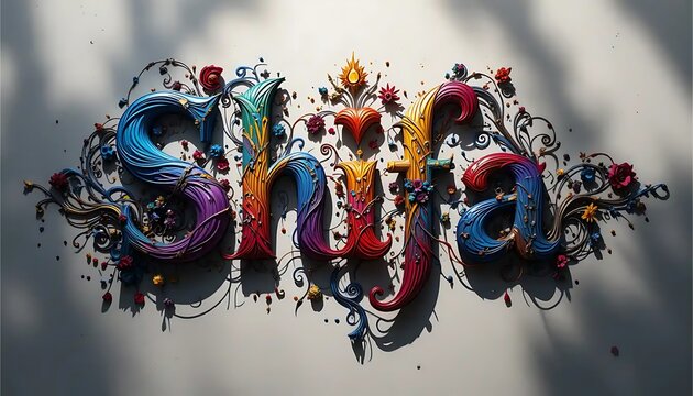 Rainbow Floral Shifa Name Art 3d Paper Sculpture
