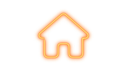 Neon symbol house icon brown color glow with transparent background