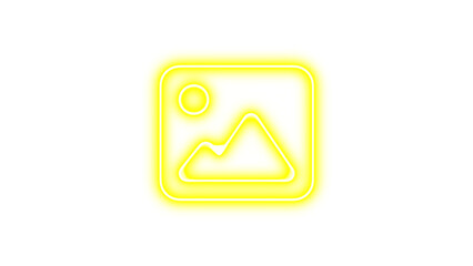 Neon symbol image icon yellow color glow with transparent background