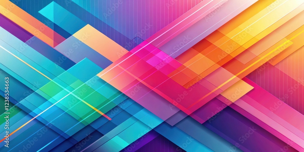 Leinwandbilder vibrant abstract design with overlapping colorful geometric shapes and lines