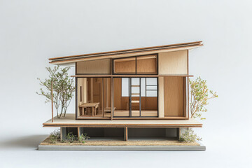 Model of a eco-friendly modern modular smart house, with a modern design.