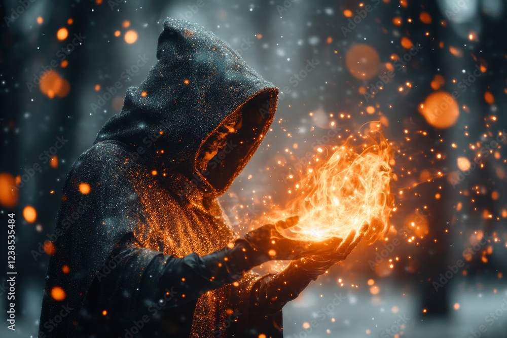 Poster A wizard holding a magical staff that changes shape into different weapons and tools, glowing with an ethereal light, symbolizing versatility in magic