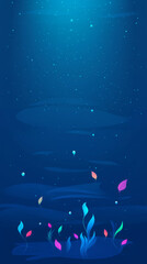 Fototapeta premium Colorful abstract underwater scene with glowing plants