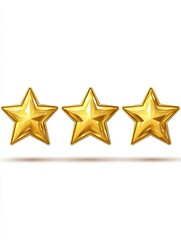 Gold five star quality product appraisal insignia mark set. Positive feedback evaluation, rate class, excellence grade and high ranking vector illustration isolated on white background