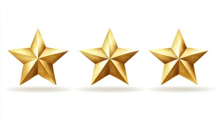 Obraz premium Gold five star quality product appraisal insignia mark set. Positive feedback evaluation, rate class, excellence grade and high ranking vector illustration isolated on white background