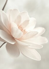 Delicate floral background in soft white and beige tones. Elegant background with flowers.