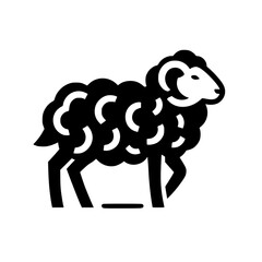 Stylized Sheep Illustration: Black and White Vector Graphic of a Ram. Perfect for logos, prints, and branding projects. Download this striking image today!
