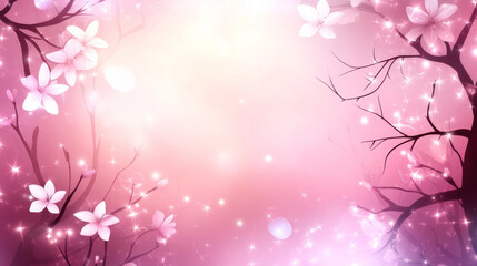 Pink floral background with glowing lights