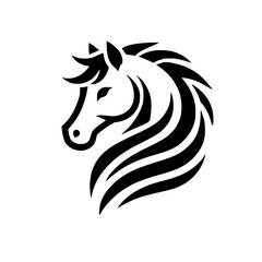 Abstract Horse Head: Black and White Equine Vector Logo Design.  Stylish, Minimalist, and Elegant Graphic Art Symbol.