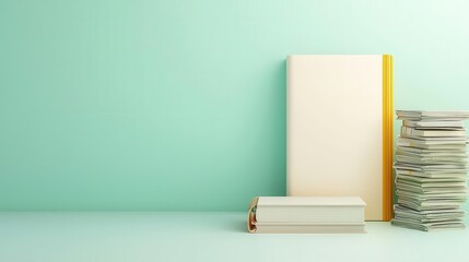 Bankruptcy discharge and financial restart - A certificate of debt discharge, a clean budgeting notebook, and a stack of cash, isolated on a light green background with copy space