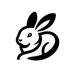 Obraz premium Elegant Rabbit Line Art: Minimalist Animal Logo Design. Perfect for branding projects needing a cute, simple and memorable icon. Clean vector illustration.