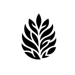 Elegant Black and White Plant Illustration: Minimalist Botanical Leaf Design, Perfect for Logos, Decor, and Nature-Inspired Projects