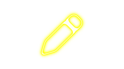 Obraz premium Neon symbol pen icon yellow color glow with transparent background
