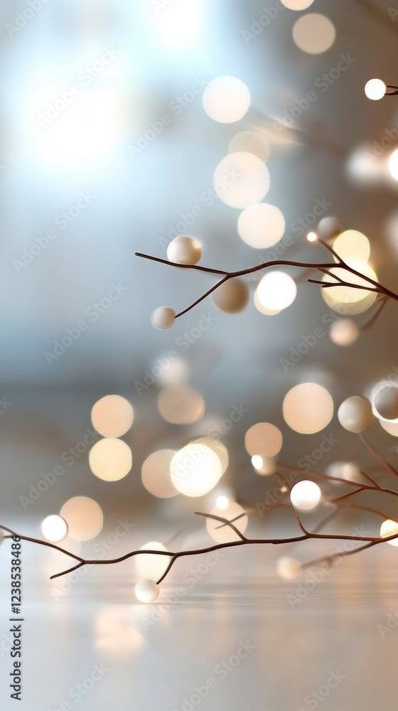 Poster soft glow of decorative branches with warm lights creating a serene atmosphere for designers in a cr