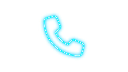 Neon symbol phone icon cyan color glow with transparent background