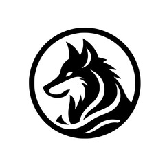 Majestic Wolf Logo: Black and White Circular Design, Perfect for Branding and Identity