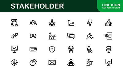 Stakeholder Icon Set. Professional Vector Illustrations for Business Partnerships, Investors, and Corporate Relationships