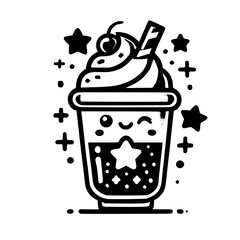 Adorable Kawaii Milkshake: A Cute Cartoon Drink Illustration
